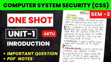 Computer System Security AKTU || Unit 1 || One Shot (SEM - 3 & 4 )