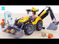 レゴ シティ黄色のバックホーローダー 60480 / LEGO City Yellow Backhoe Loader Speed build & Review