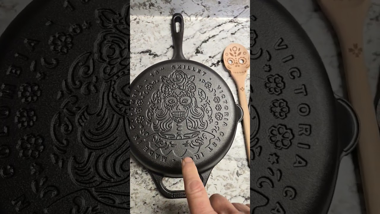 Lodge vs Victoria 10" Day of the Dead skillets! ‎⁨@lodgecastiron⁩  ‎⁨@victoriacastiron6334⁩  
