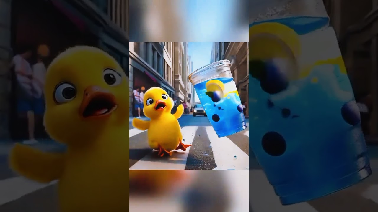 cute duck drinking juice 🥤
