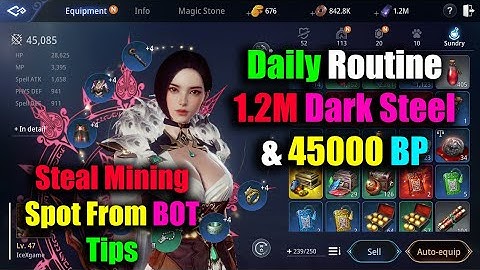 MIR4 Daily Routine 1.2M Darksteel & 45000 BP Steal BOT Mining Spot Tips