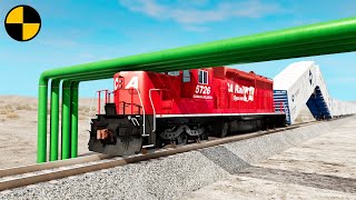 Trains vs Low Pipes 😱 BeamNG.Drive