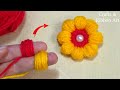 Amazing Woolen Flower Making Ideas - Hand Embroidery Easy Trick with Finger - DIY Yarn Flower