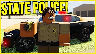 Guy STEALS my police car and RUNS OFF! *State patrol RP* (Roblox)