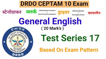 General English Test Series 17 DRDO CEPTAM 10 A&A Exam DRDO Stenographer Assistant Fireman Driver