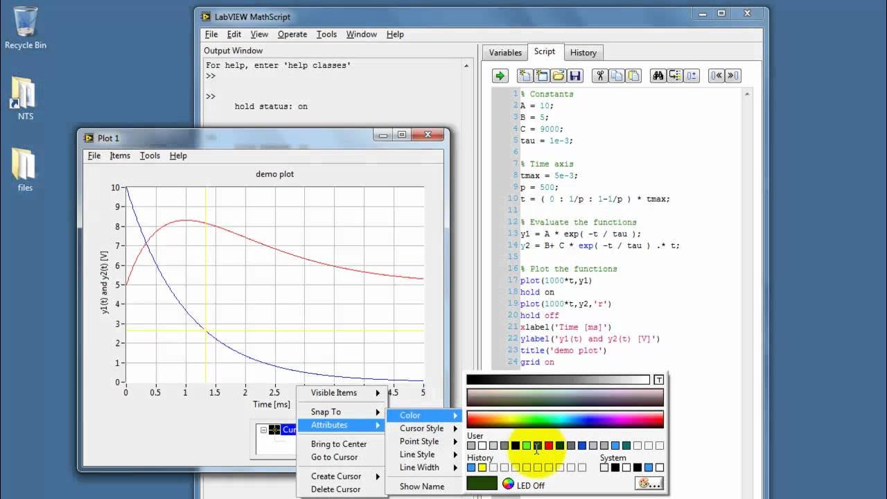 NI LabVIEW MathScript: Take cursor measurements - YouTube