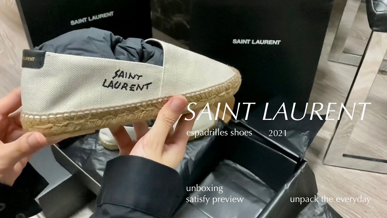Saint Laurent logo embroidered espadrilles shoes 2020 unboxing
