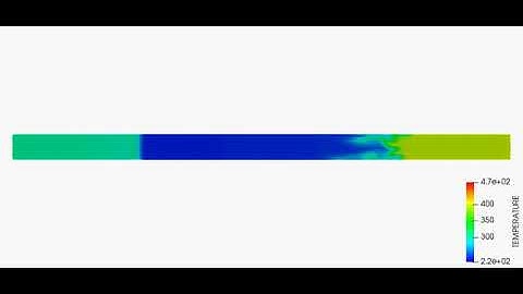 Temperature of shock tube simulation