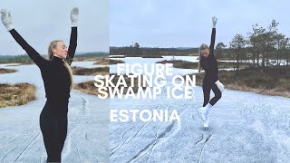 Johanna Allik skating in Estonian winter