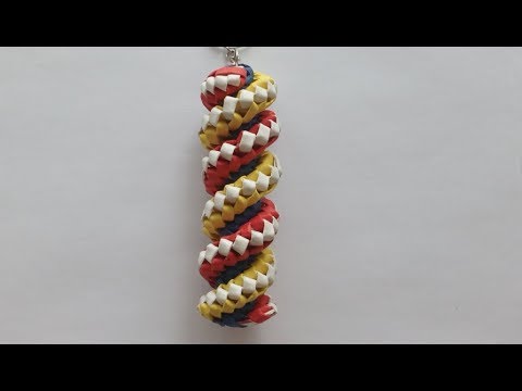 Темляк, плоско-спиральное плетение, 4 полоски; Lanyard, flat spiral weaving, 4 strips