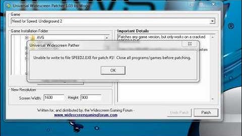 Need For Speed Carbon (Universal Widescreen (UniWS) Patcher) problem - help