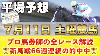 7月11日土曜競馬予想】67週連続の新馬戦的中へ🥇プロが平場全レース