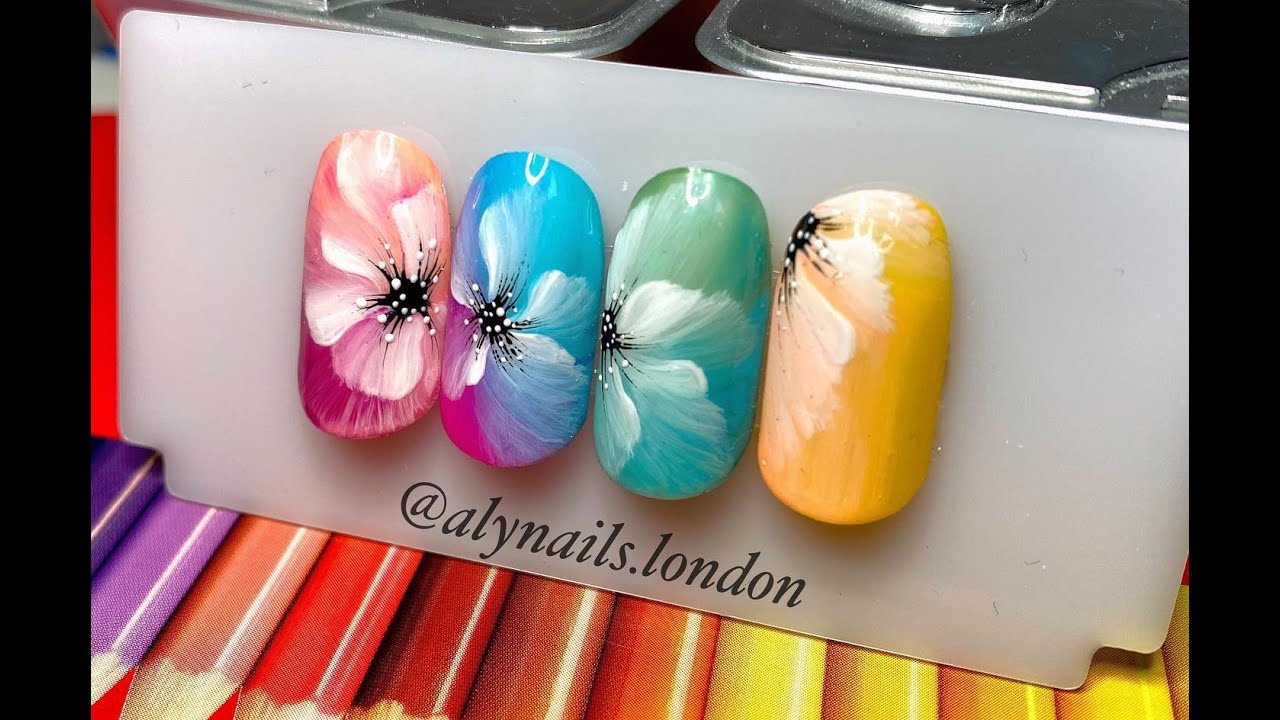 WET ON WET FLOWERS in Gel - Easy Painting 😍💖 @alynails.london