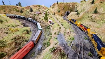 Tehachapi loop, Caliente, Cable, Monolith and Rosamond on 4HCDs in N scale