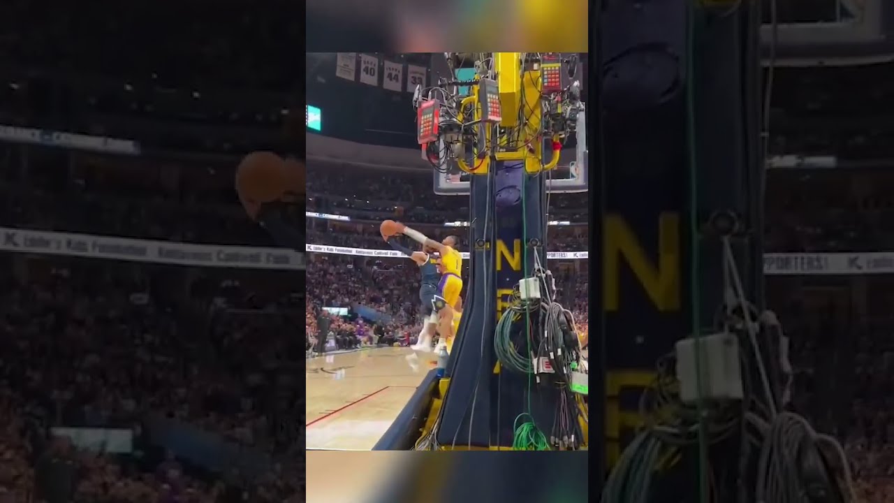 AD crashed into the first row of fans for this rebound 😳