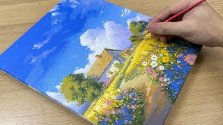 Easy landscape painting acrylic / Ghibli Studio Style