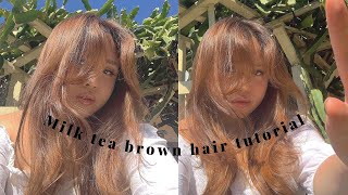 HOW TO DYE YOUR HAIR MILK TEA BROWN COLOUR W/ BOX DYE FOR DARK HAIR. Answering FAQ from tiktok ☾✩