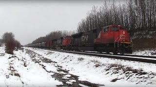 CN Train Spotting HD: SNOW! | CN 8851 & 5684 Leads CN A412 With Nice K5LLAR1L 5/10 4/14/17