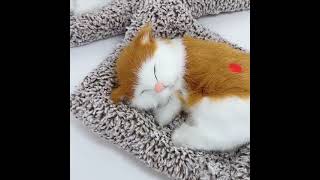 Cute Sleeping Cat Plush Toy with Meow Sound, Gift for Kids Car Dashboard Accessories