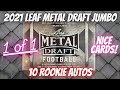 2021 Leaf Metal Draft Football Jumbo Hobby Box - 10 Autos and a 1 of 1