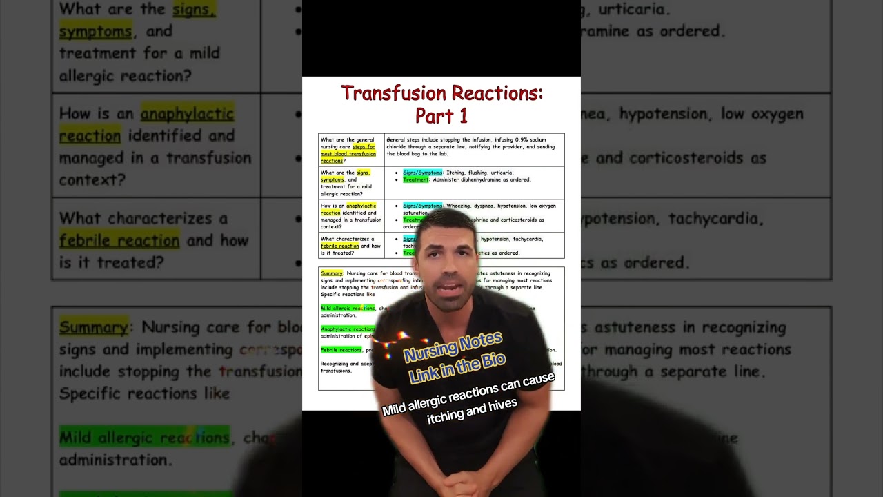 Blood Transfusion Reactions Mild Allergic Reaction Transfusion Reaction Febrile Reaction