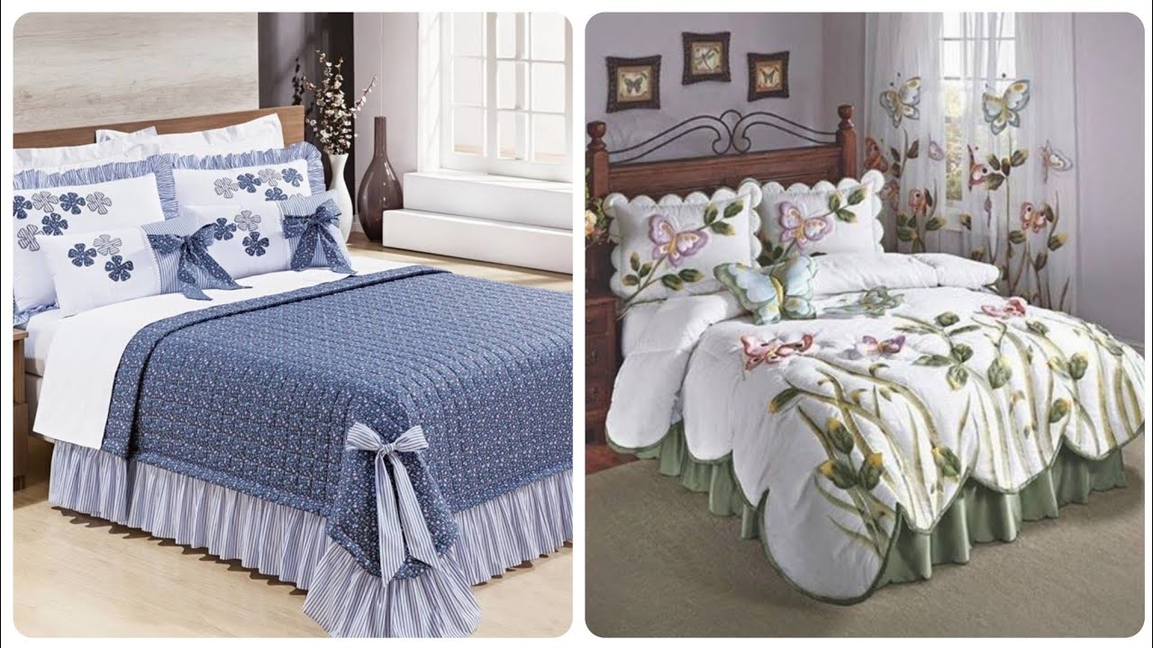 Most Beautiful And Latest Patchwork And Flower Applique Comfortable Cotton Bedsheets