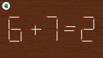 Move only 1 stick to make the equation correct | Matchstick puzzle 6+7=2