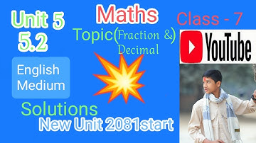 Class 7 Maths Chapter 5 Exercise 5.2| | Topics Fraction &Decimal #English Medium#Youtube Videos🎥