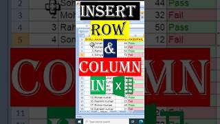 Shortcut key to Insert Row or Column in Excel |   #excel #shorts #roshancsc