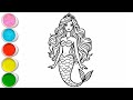 Cute Mermaid Drawing for kids, Painting & Coloring for kids | Let's Draw Together