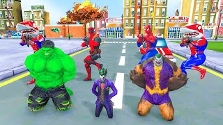 Team 5 Superheroes Pro | rescue superheroes vs shark spider man roblox vs big hulk vs venom3 vs joke