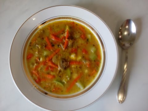 Этот суп просто находка для диабетиков.Сырный суп с грибами и полбой.