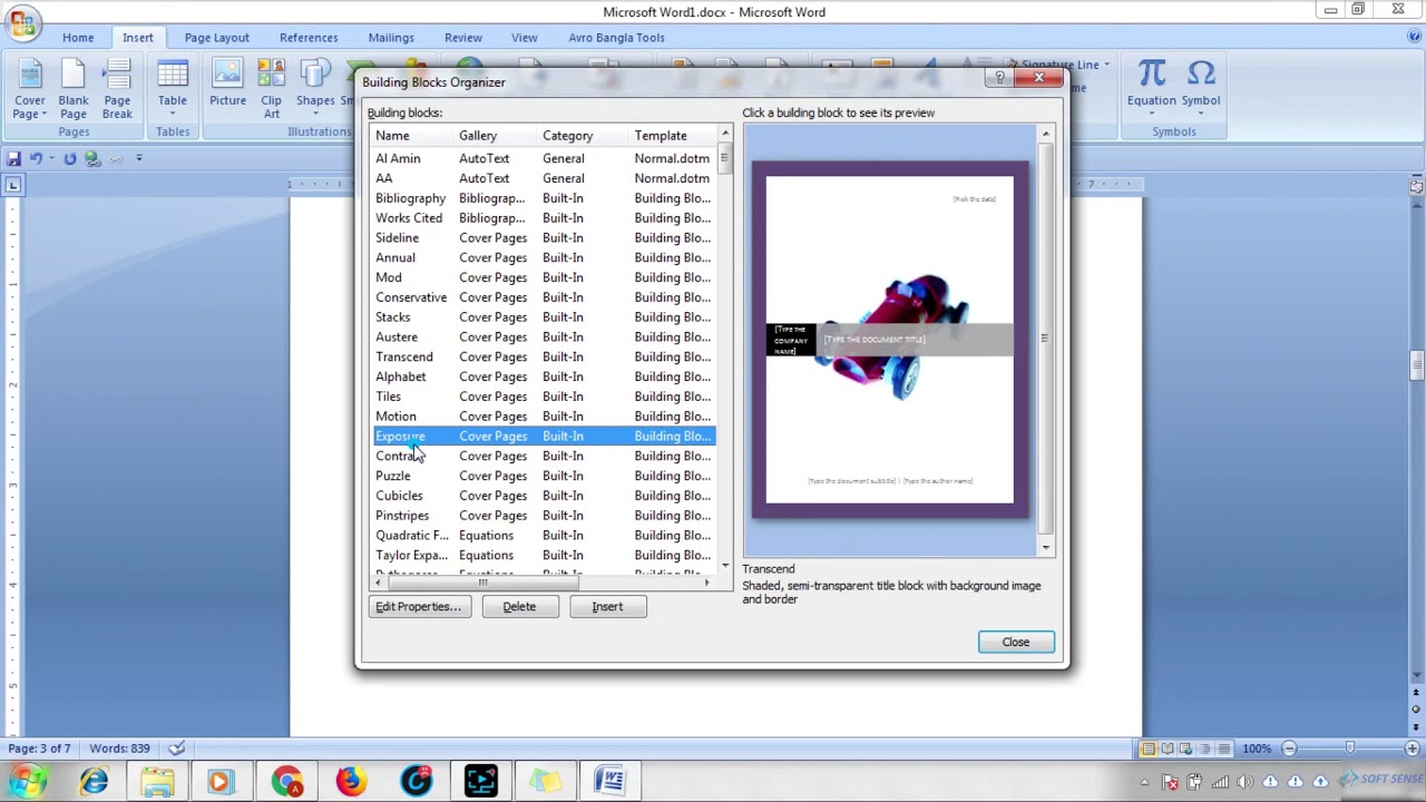 6 MS Word Insert tab part 4 - YouTube