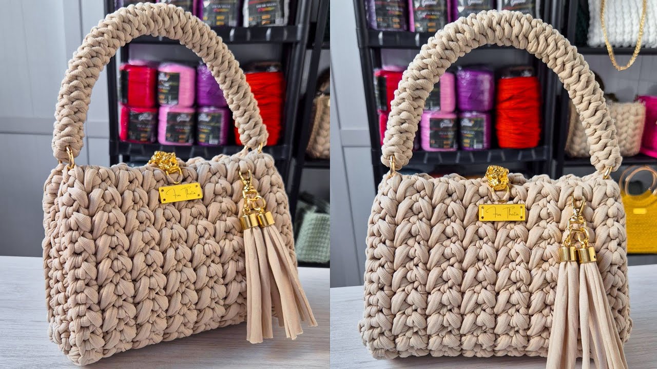 Bolsa fácil, econômica e rápida de crochê em fio de malha/ Crochet bag/ Clutches/Handbag