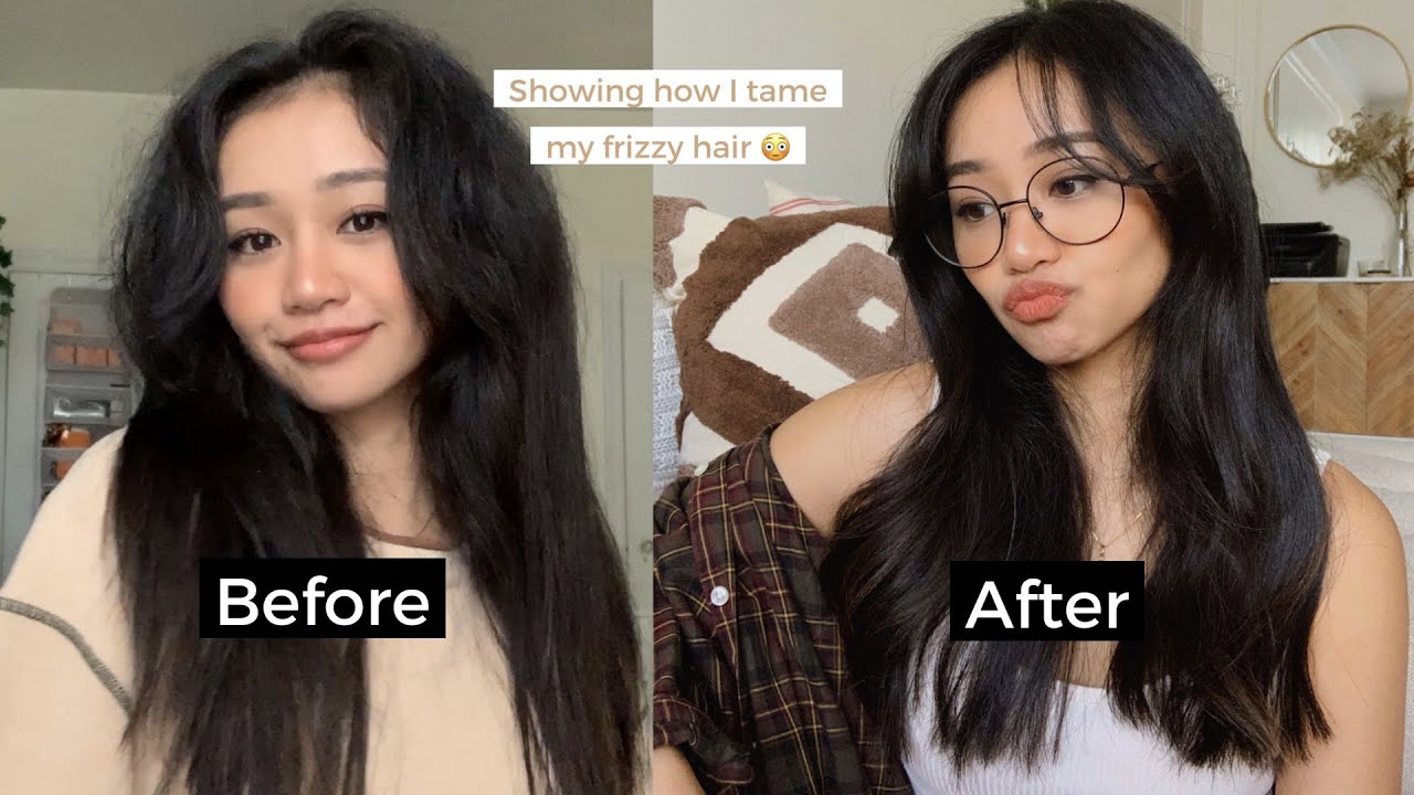 How To Style Curtain Bangs + Tame Frizzy Hair - thptnganamst.edu.vn