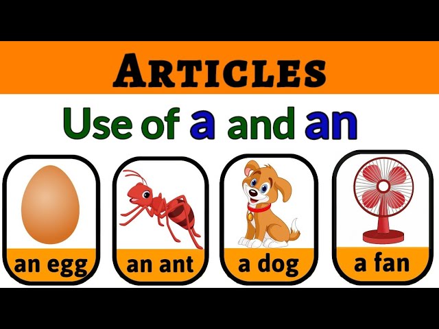 a and an | a and an for kids | Articles a and an | Articles for 