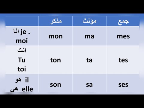 شرح استعمال ضمائر الملكية بطريقة مبسطة . les adjectifs possessifs