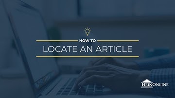 How To Locate an Article