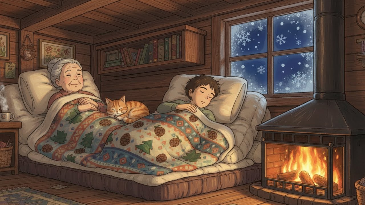 Snow Falling Outside the Wooden House | Reading by the Fire, Warm Soup, a Peaceful Night ❄️🏡
