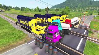 Flatbed Truck McQueen Transportation with Truck - Pothole vs Car #19 BeamNG.Drive Gameplay #BngPARs