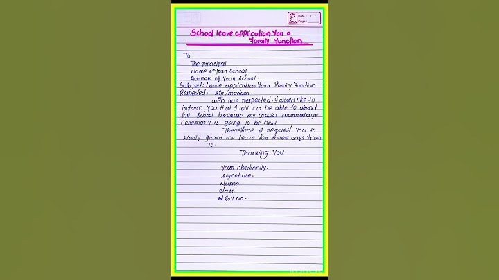 School leave application for a family function for kids /short leave application for family function