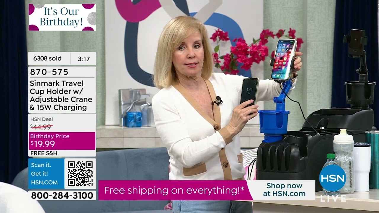 Sinmark Travel Cup Holder w/Adjustable Crane   15W Charg...