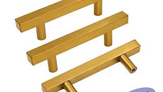 goldenwarm 3in Gold Drawer Pulls Brushed Brass Cabinet Pulls 15 Pack - LS1212GD76 Gold Drawer Knobs