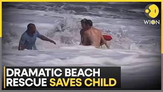 Teenage Lifeguard Fights Rough Surf to Save Child From Drowning at Santa Cruz Beach | WION News