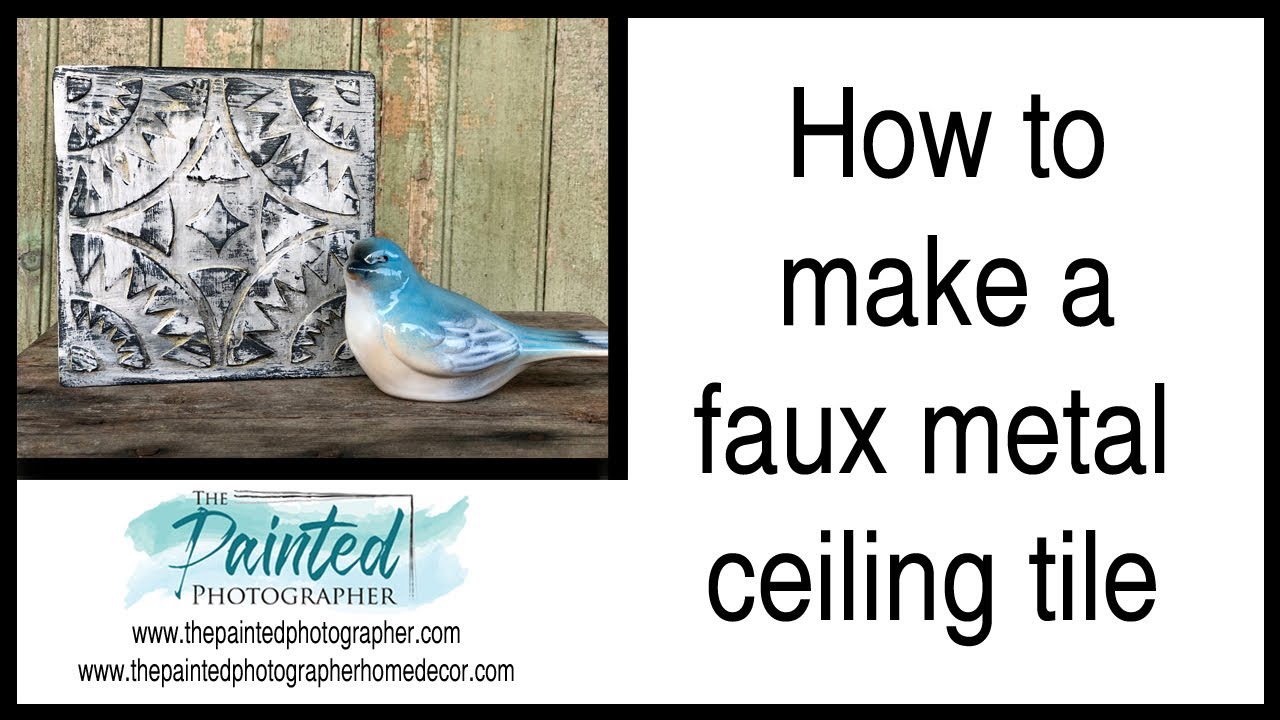 How to Make a Faux Metal Ceiling Tile by Connie Hemmer of The Painted Photographer