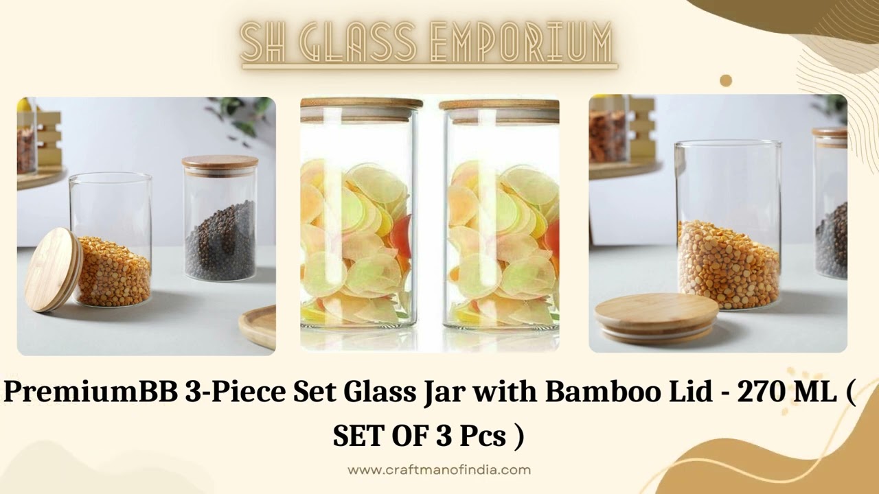 Livabl Premium Glass Jars with Bamboo Lids Set