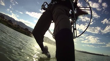 Paramotor On Water!!! Powered Paragliding Extreme High Speed Foot Drag In Circles PPG Fun!!