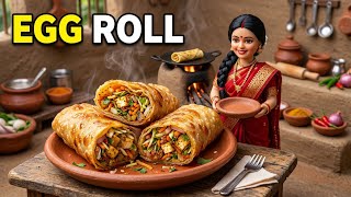 Miniature Doll Street Style Egg Roll Cooking ASMR | Indian Village Tiny Kitchen Cooking 