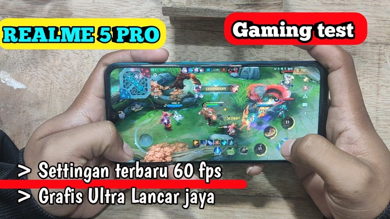 Test Gaming Realme 5 pro Ram 4GB & Settingan No Lag Mobile Legends Grafis Ultra 60fps