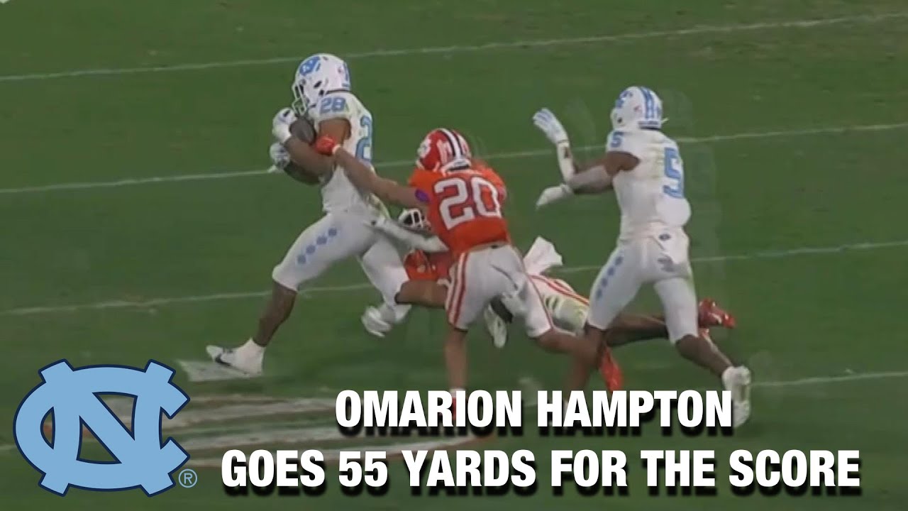 UNC Running back Omarion Hampton Finishes The 55-Yard Score With 6 ...